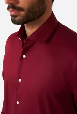 OppoSuits Blazing Burgundy^Men Solid Colored Shirts