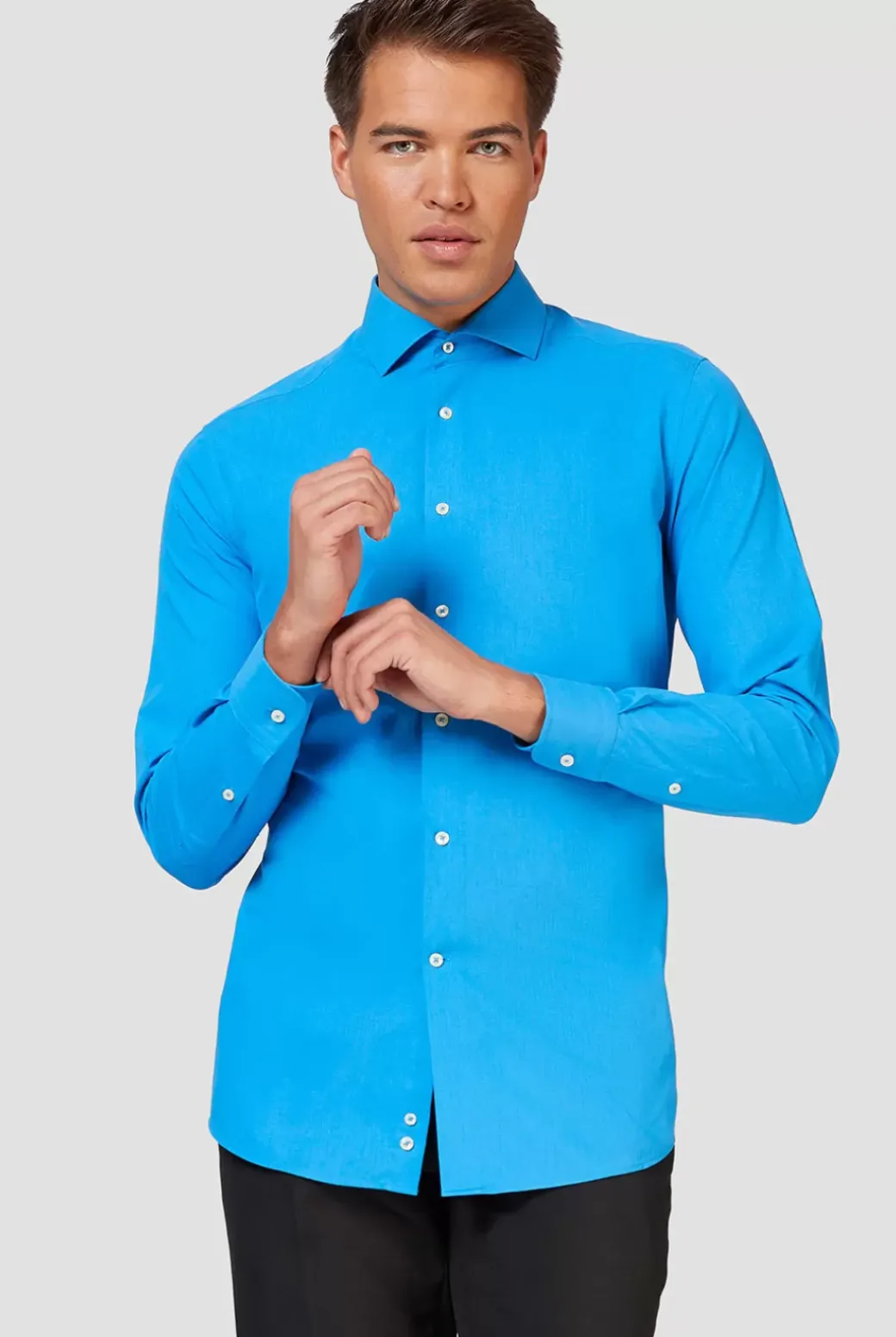 OppoSuits Blue Steel^Men Solid Colored Shirts