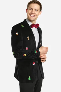 OppoSuits Christmas - X-Mas Icons - Black^Men Christmas Blazers