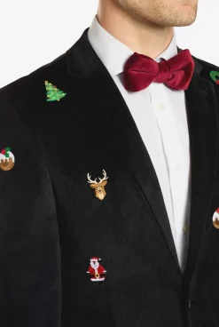 OppoSuits Christmas - X-Mas Icons - Black^Men Christmas Blazers
