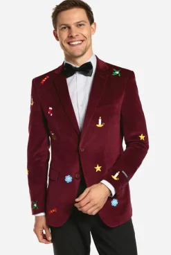 OppoSuits Christmas - X-Mas Icons - Deep Burgundy^Men Christmas Blazers
