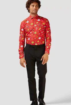 OppoSuits Christmas Doodle Red^Men Christmas Shirts