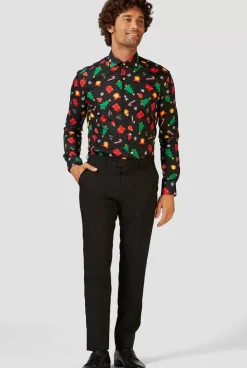 OppoSuits Christmas Icons Black^Men Christmas Shirts