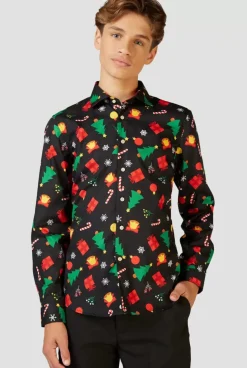 OppoSuits Christmas Icons Black^Teen Boys Christmas Shirts