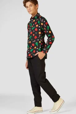 OppoSuits Christmas Icons Black^Teen Boys Christmas Shirts