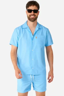 OppoSuits Cool Blue^Men Solid Colored Summer Sets