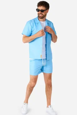 OppoSuits Cool Blue^Men Solid Colored Summer Sets