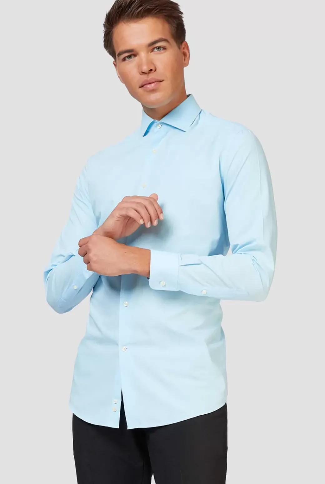 OppoSuits Cool Blue^Men Solid Colored Shirts