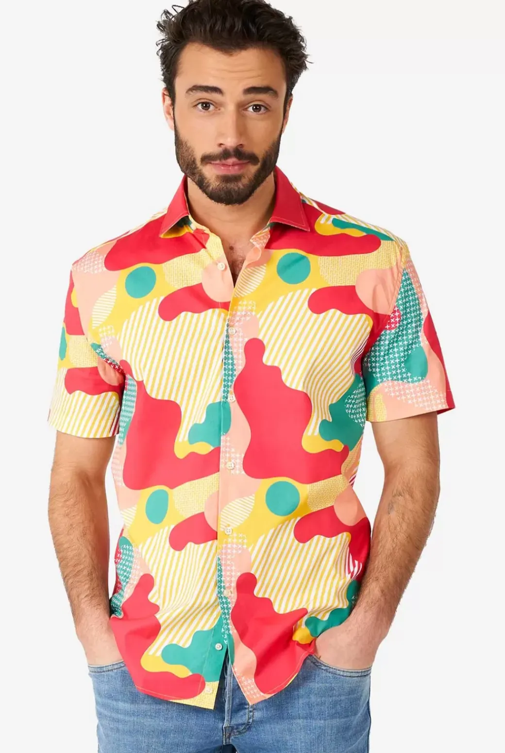 OppoSuits Coral Camo^Men Casual Shirts