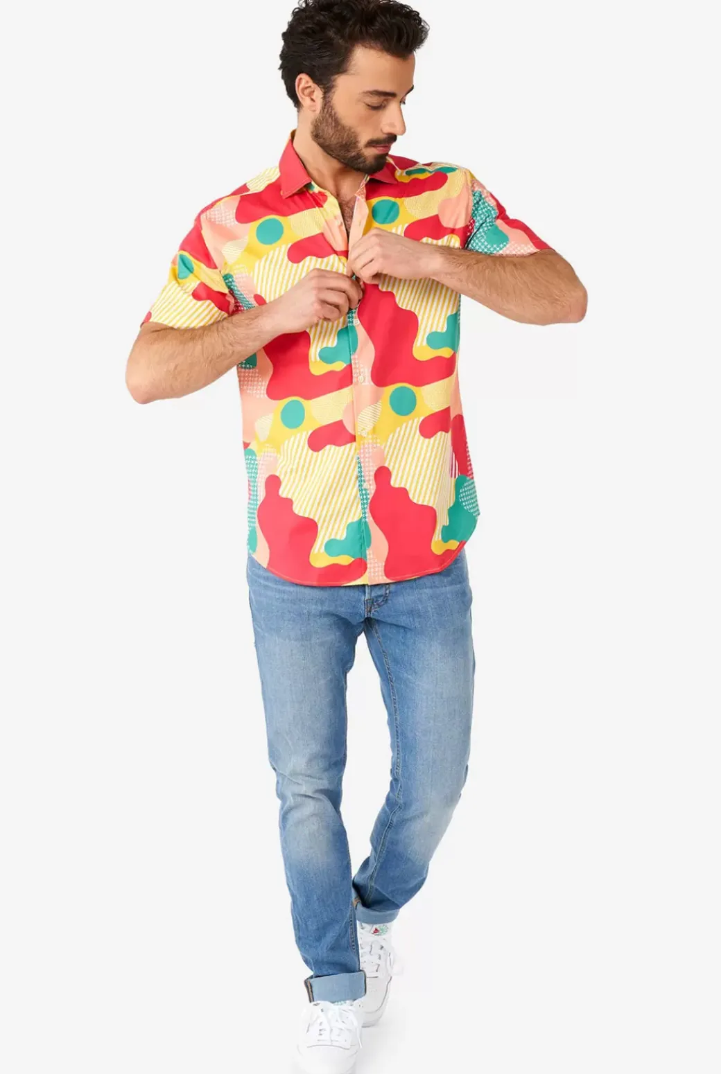 OppoSuits Coral Camo^Men Casual Shirts