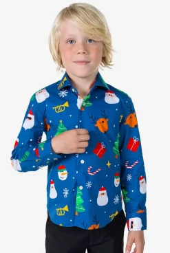 OppoSuits Festivity Blue^Boys Christmas Shirts