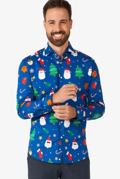 OppoSuits Festivity Blue^Men Christmas Shirts