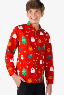 OppoSuits Festivity Red^Teen Boys Christmas Shirts