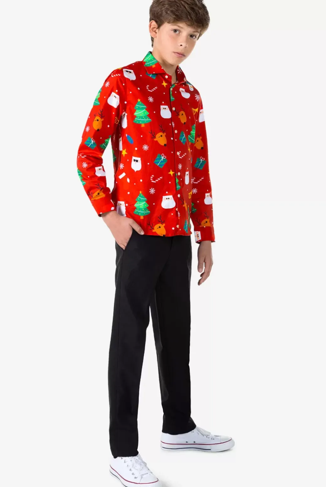 OppoSuits Festivity Red^Teen Boys Christmas Shirts