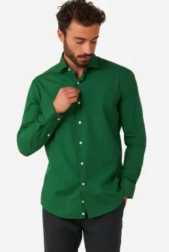 OppoSuits Glorious Green^Men Solid Colored Shirts