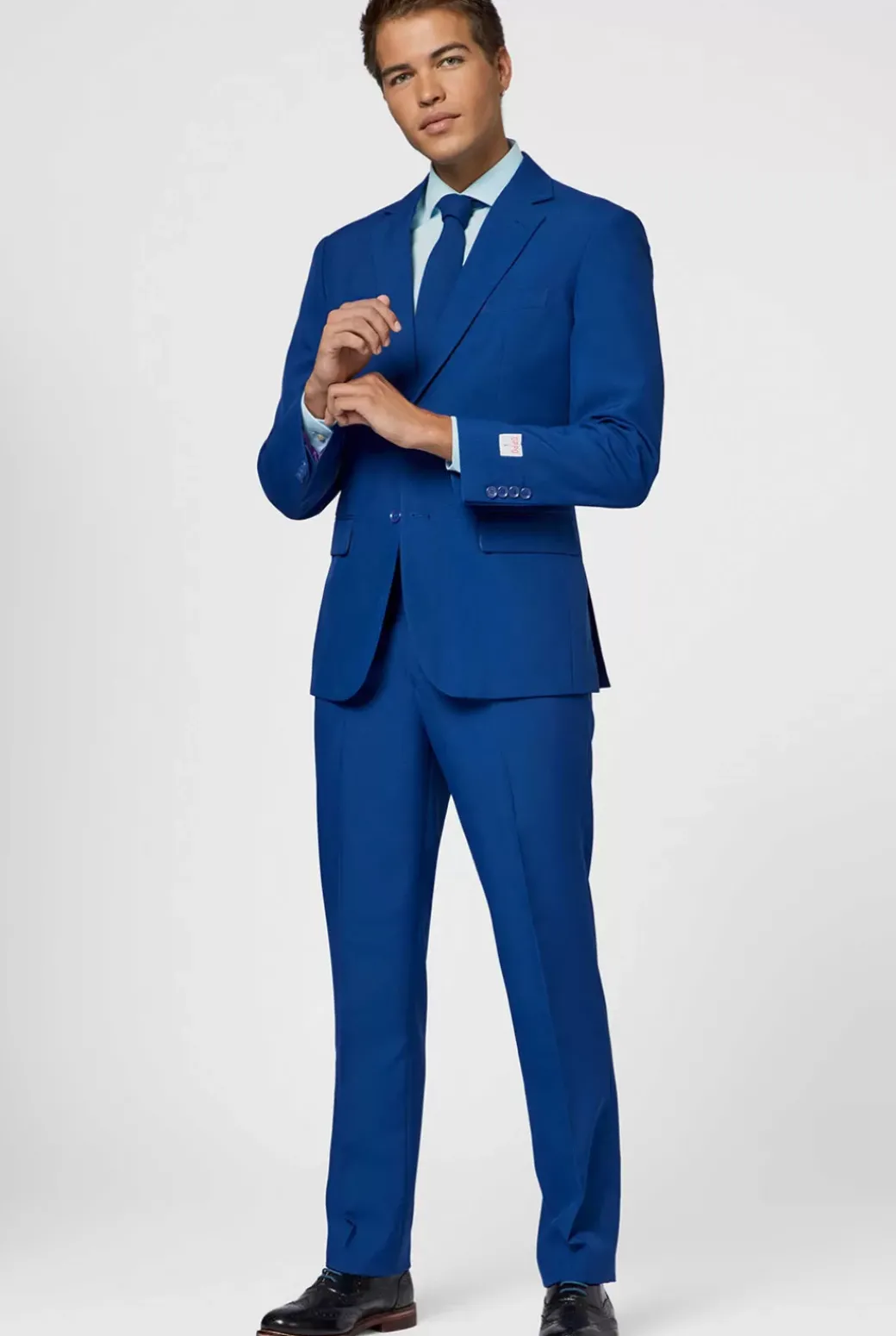 OppoSuits Navy Royale - Flaminguy Lining^Men Solid Colored Suits