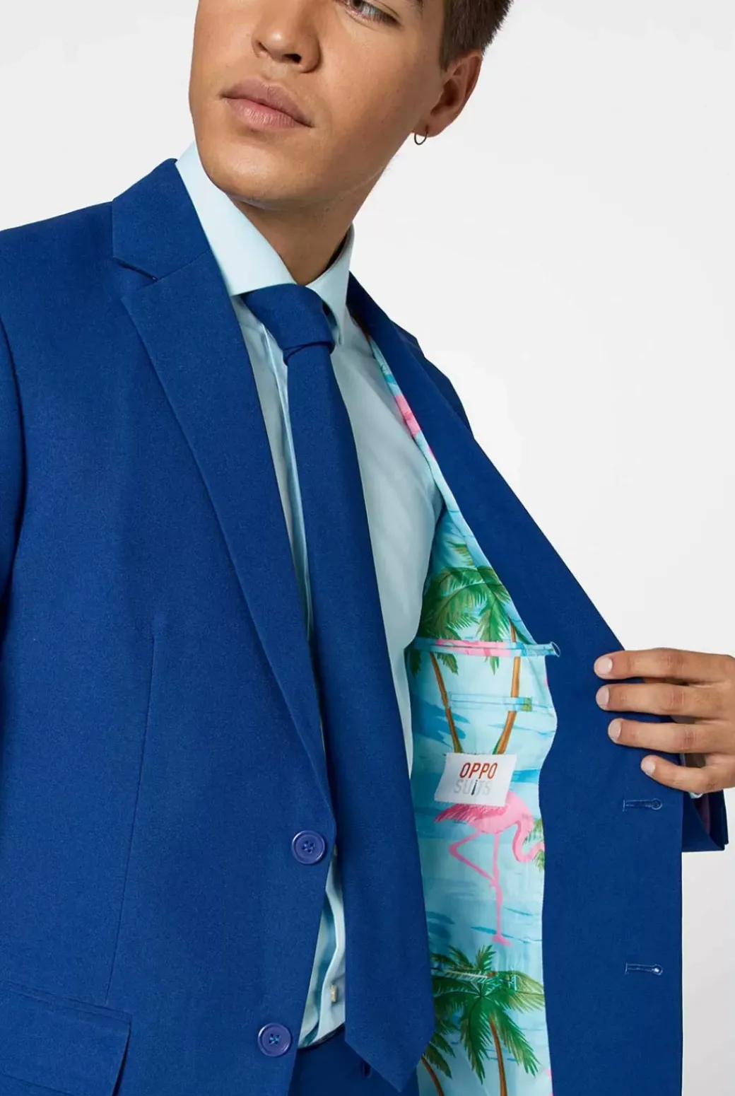 OppoSuits Navy Royale - Flaminguy Lining^Men Solid Colored Suits