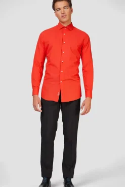 OppoSuits Red Devil^Men Solid Colored Shirts