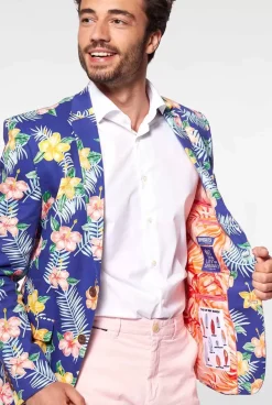 OppoSuits Tropical Flowers - Blue^Men Deluxe Blazers