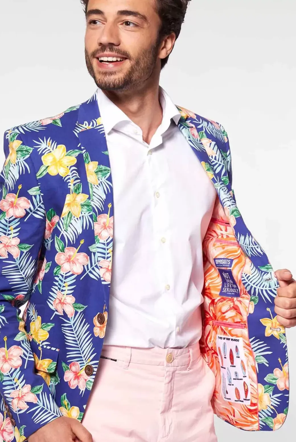 OppoSuits Tropical Flowers - Blue^Men Deluxe Blazers