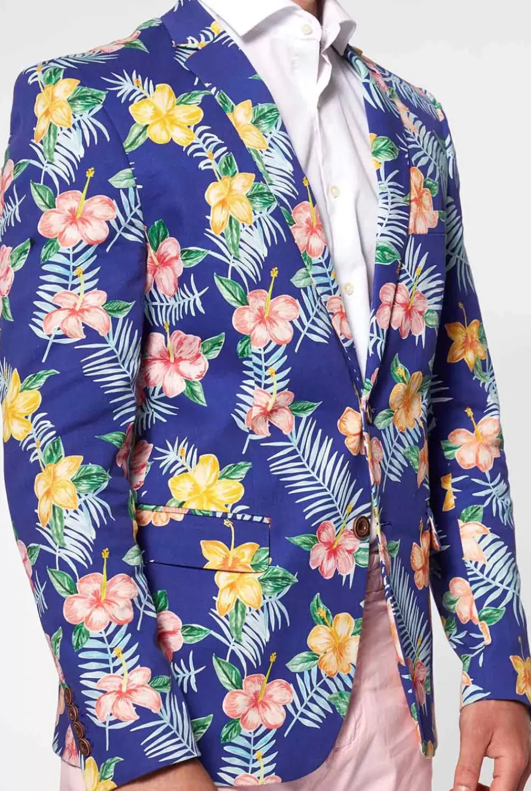 OppoSuits Tropical Flowers - Blue^Men Deluxe Blazers