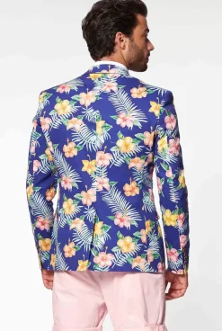 OppoSuits Tropical Flowers - Blue^Men Deluxe Blazers