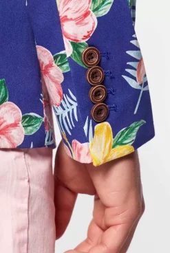 OppoSuits Tropical Flowers - Blue^Men Deluxe Blazers