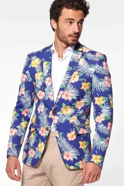 OppoSuits Tropical Flowers - Blue^Men Deluxe Blazers