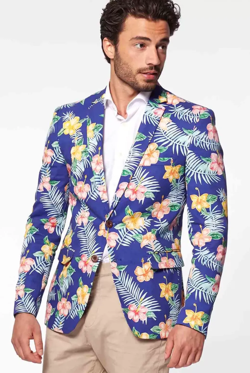 OppoSuits Tropical Flowers - Blue^Men Deluxe Blazers