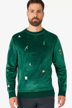 OppoSuits Velvet Green - Xmas Icons^Men Christmas Sweaters