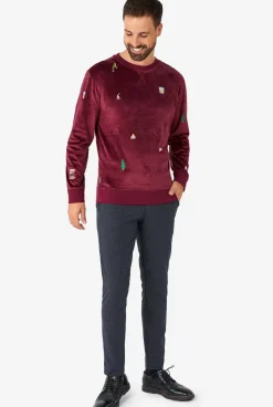 OppoSuits Velvet Red - Xmas Icons^Men Christmas Sweaters
